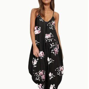 Auxo Women’s Floral Harem Jumpsuit ~ Size Large